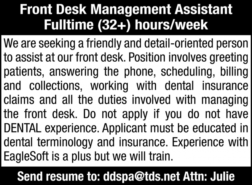 Front Desk Management Assistant