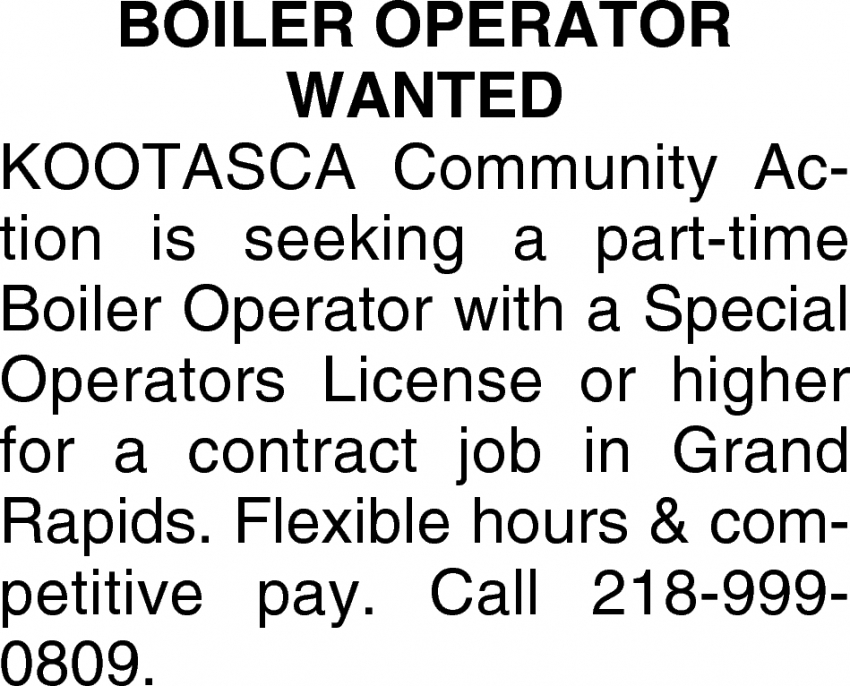 Boiler Operator Wanted