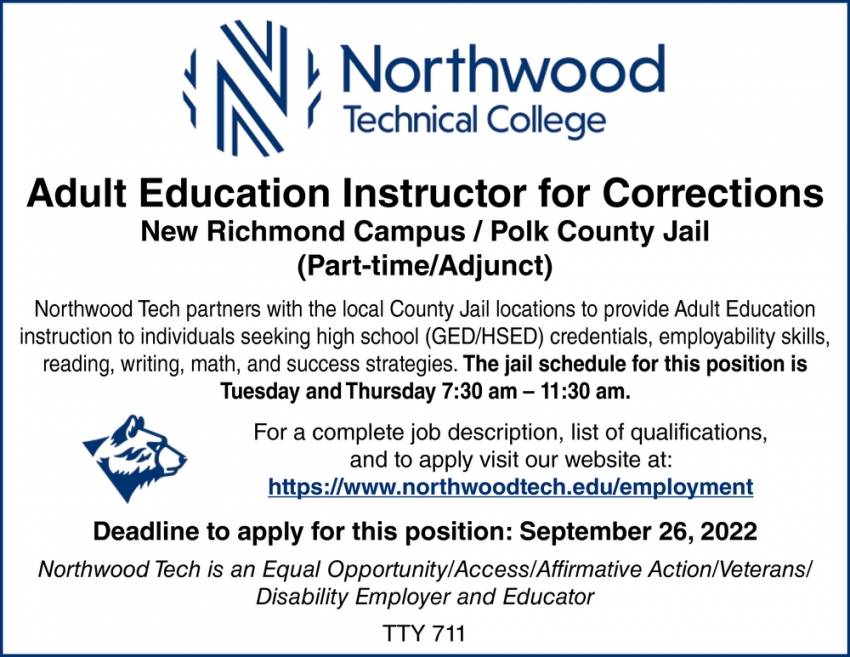 Adult Education Instructor for Corrections