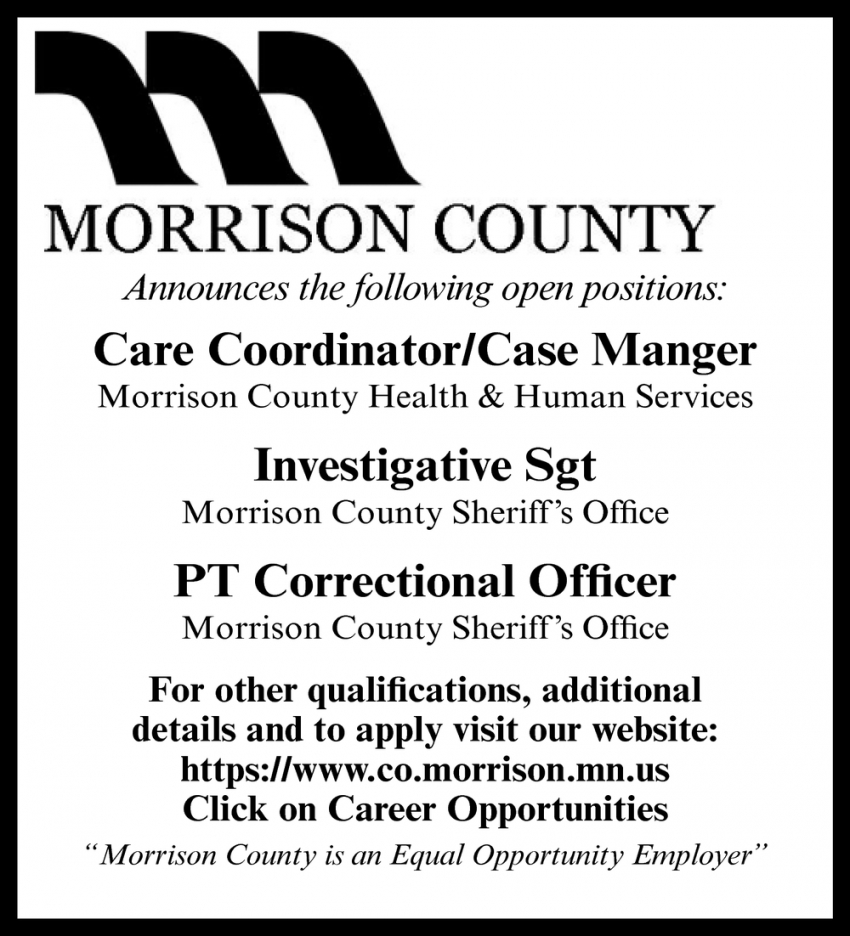 Care Coordinator/Case Manager, Investigative Sgt, PT Correctional Officer