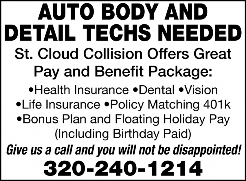Auto Body and Detail Techs Needed