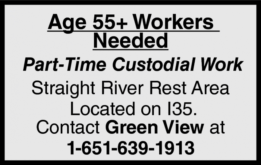 Age 55+ Workers Needed