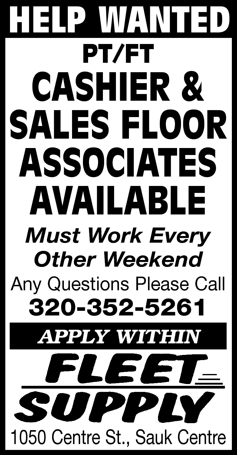 Cashier & Sales Floor Associates Available