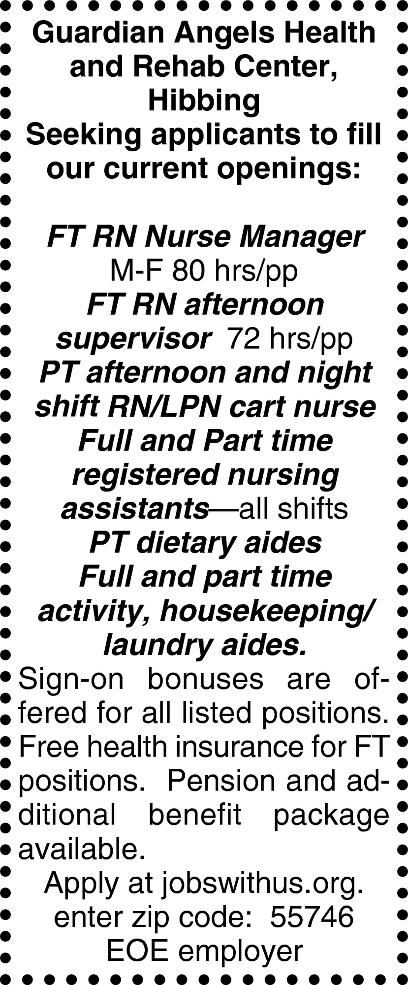 FT RN Nurse Manager, FT RN Afternoon Supervisor