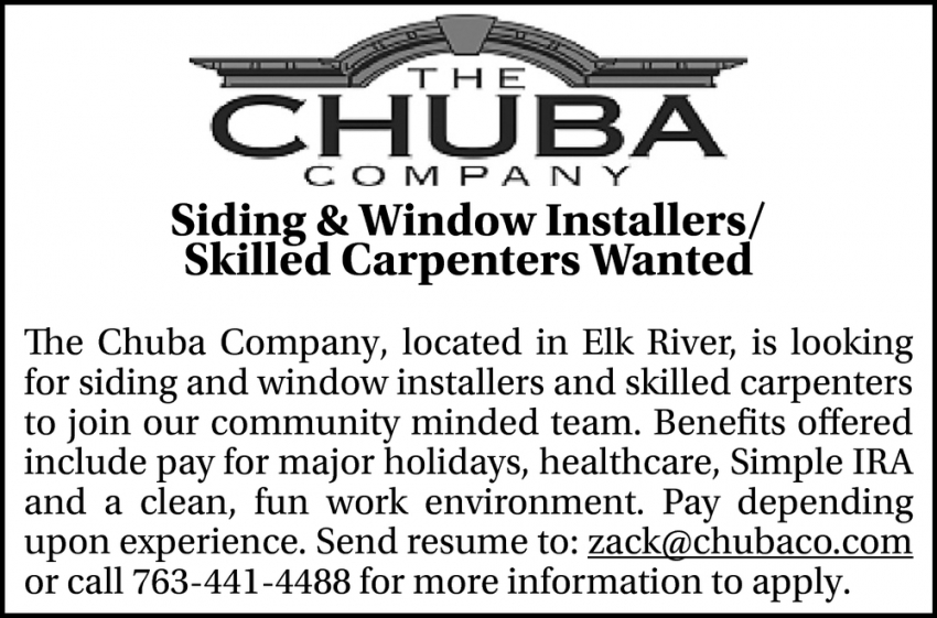 Siding & Window Installers/Skilled Carpenters Wanted