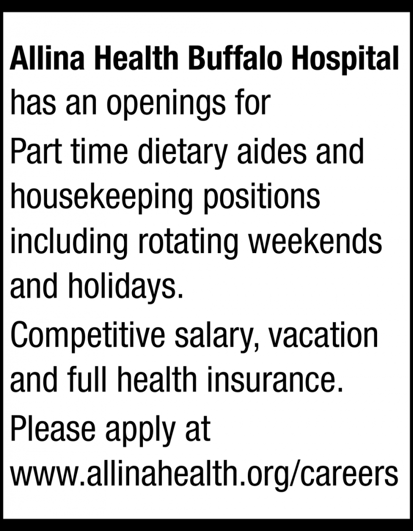 Dietary Aides, Housekeeping Positions