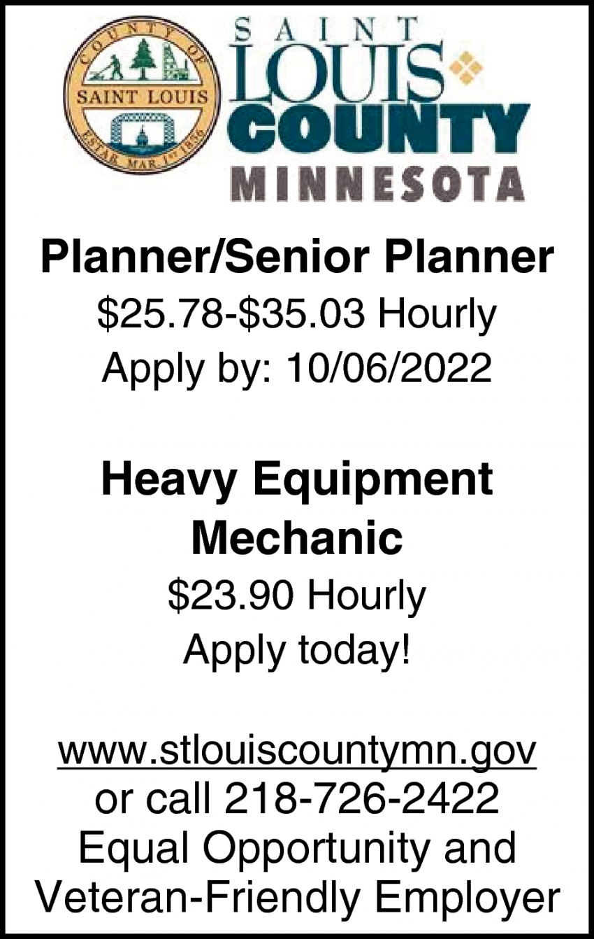 Planner/Senior Planner, Heavy Equipment Operator