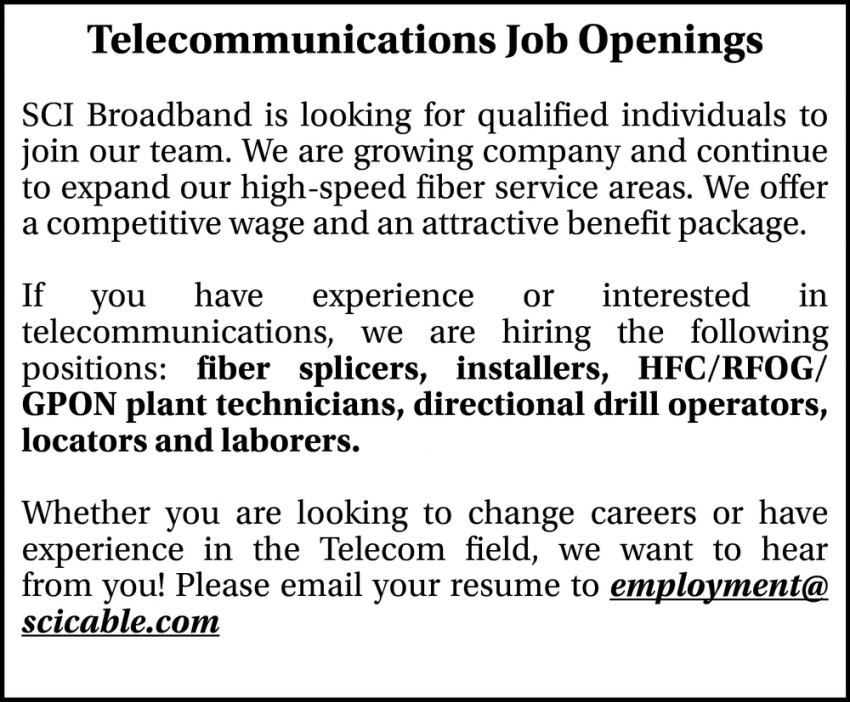 Telecommunications Job Openings
