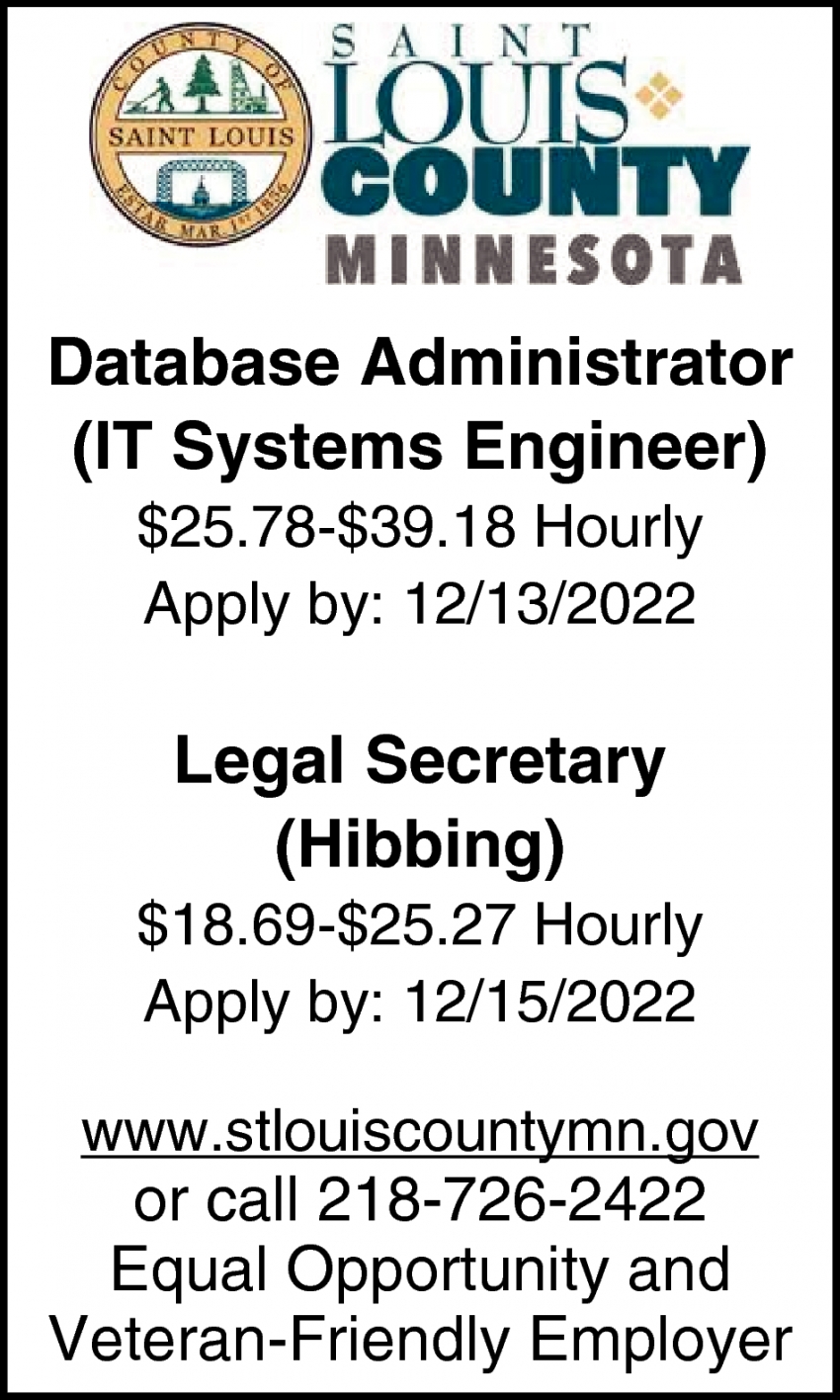 Database Administrator, Legal Secretary