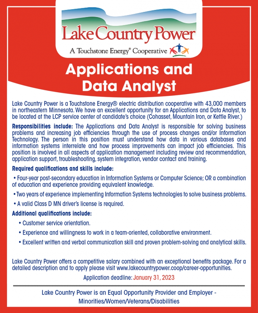 Applications and Data Analyst
