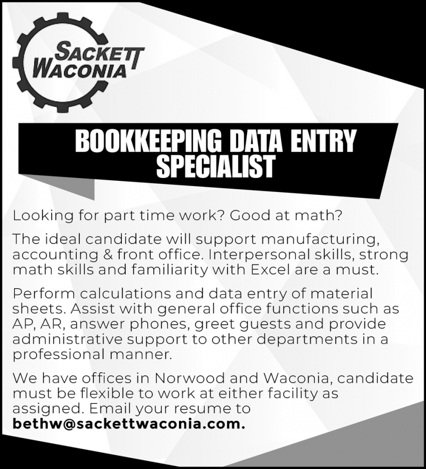 Bookkeeping Data Entry Specialist