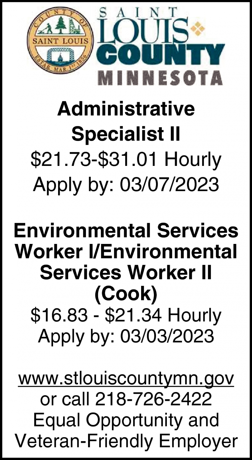Administrative Specialist, Environmental Services Worker