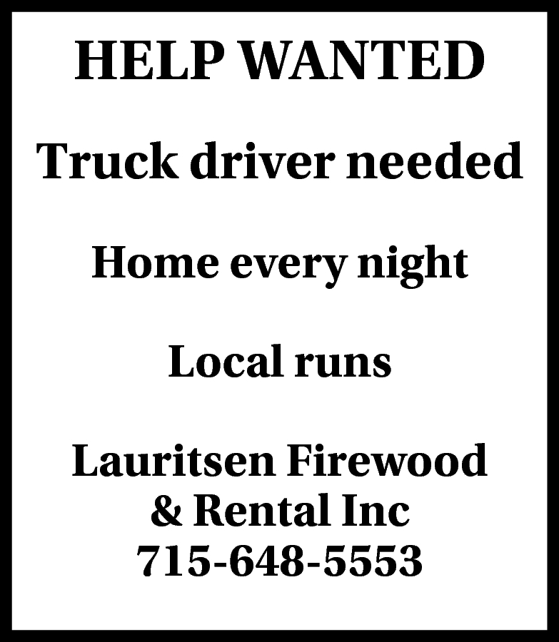 Truck Driver Needed