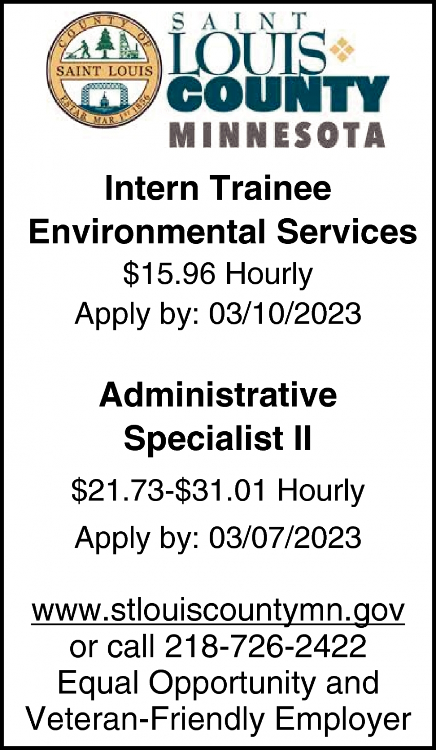 Intern Trainee Environmental Services, Administrative Specialist II