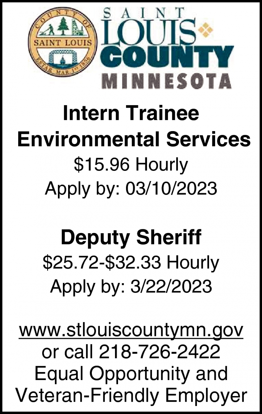 Intern Trainee Environmental Services, Deputy Sheriff