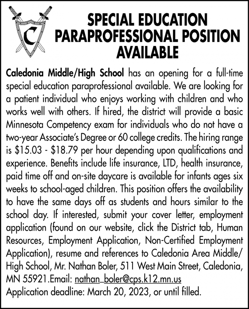 Special Education Paraprofessional