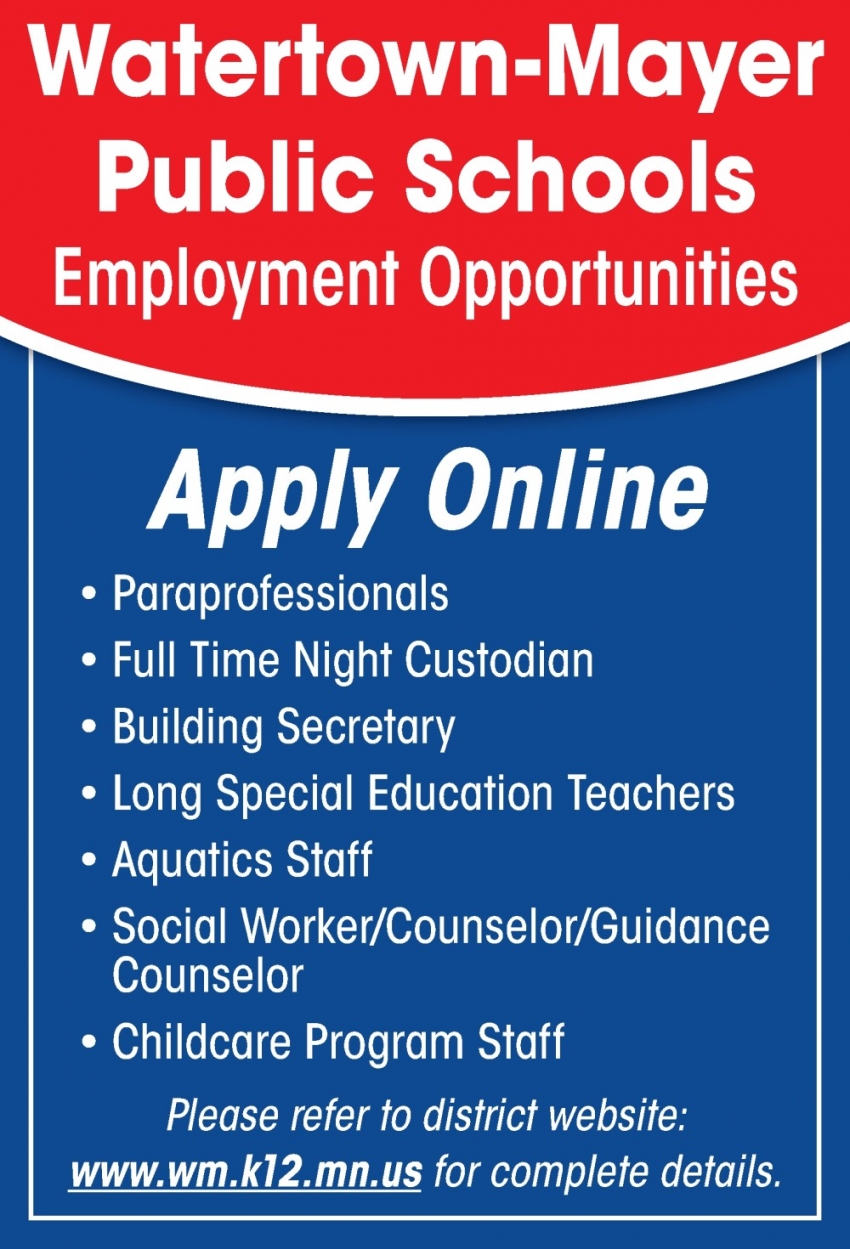 Paraprofessional, Full Time Night Custodian, Food Service Assistant