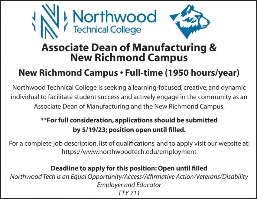 Associate Dean of Manufacturing & New Richmond Campus