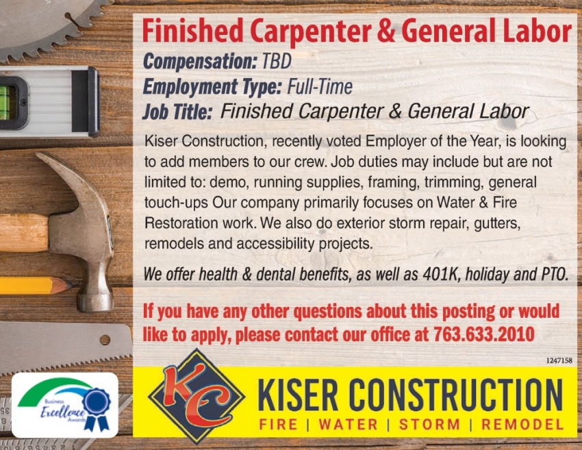 Finished Carpenter & General Labor