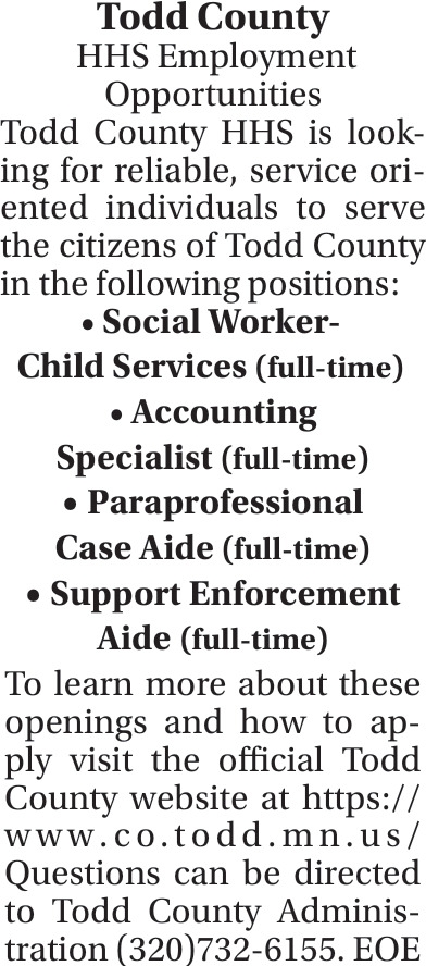 Social Worker - Accounting - Paraprofessional Case Aide - Support Enforcement Aide