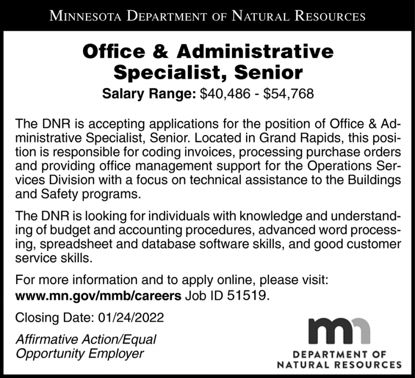 Office & Administrative Specialist, Senior