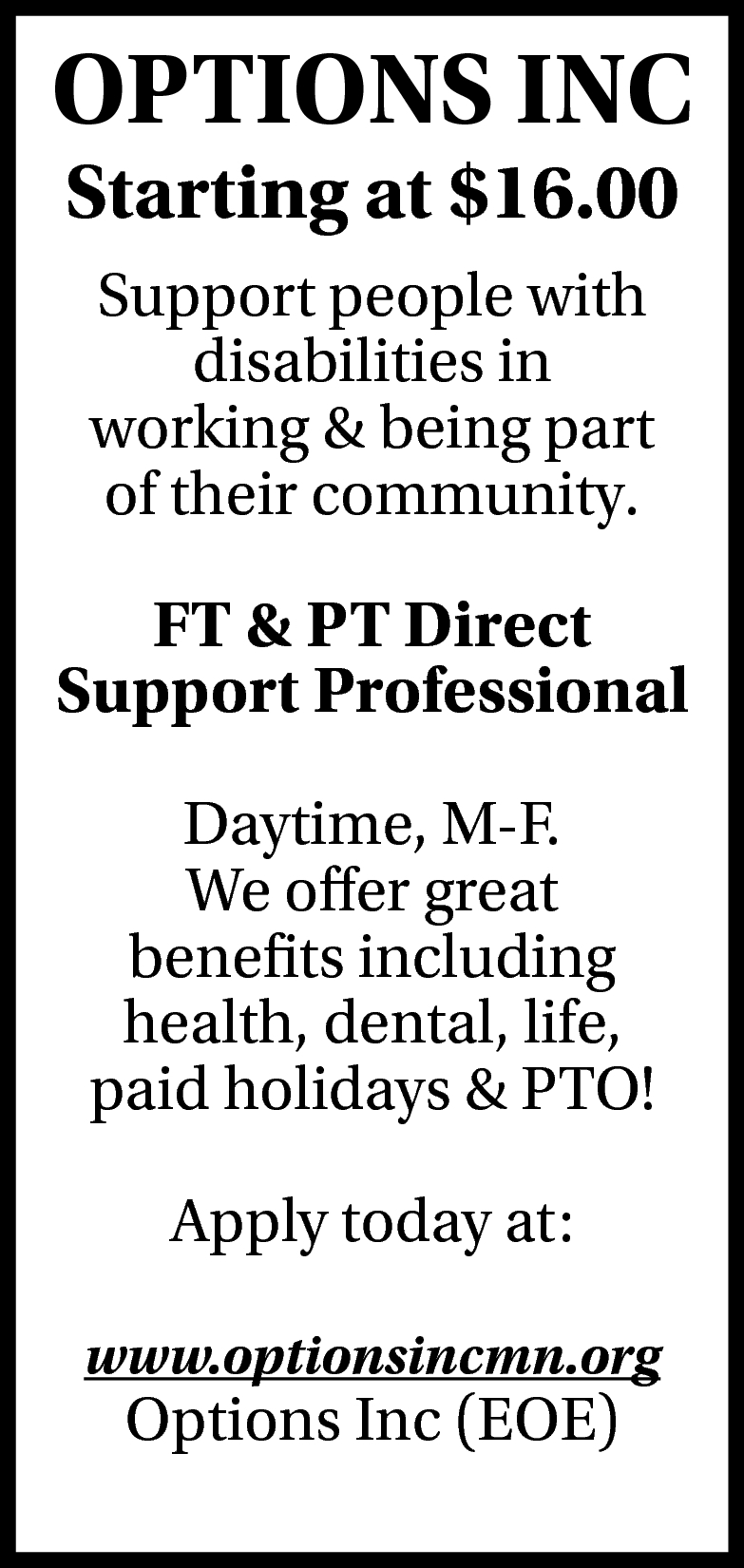 FT & PT Direct Support Professional
