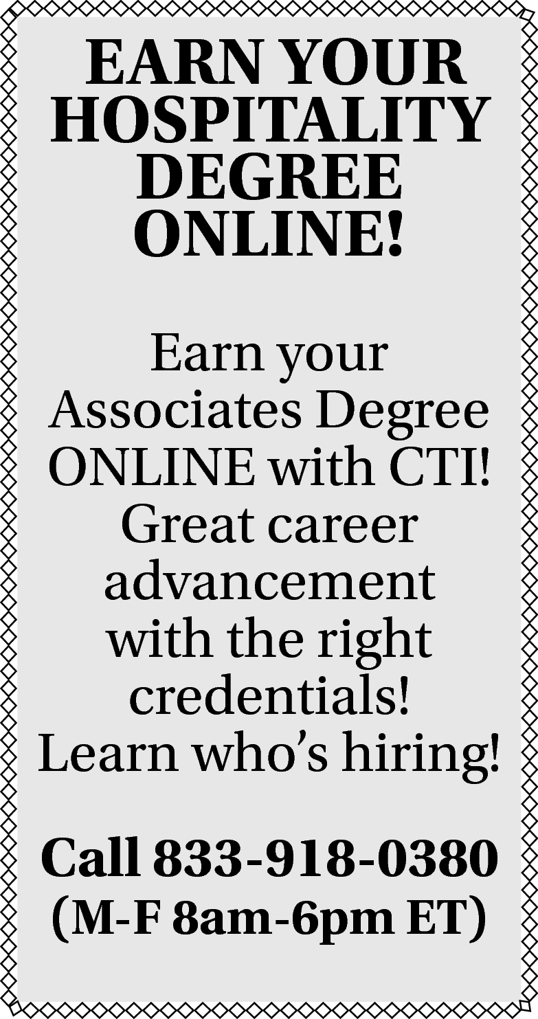 Earn Your Hospitality Degree Online!