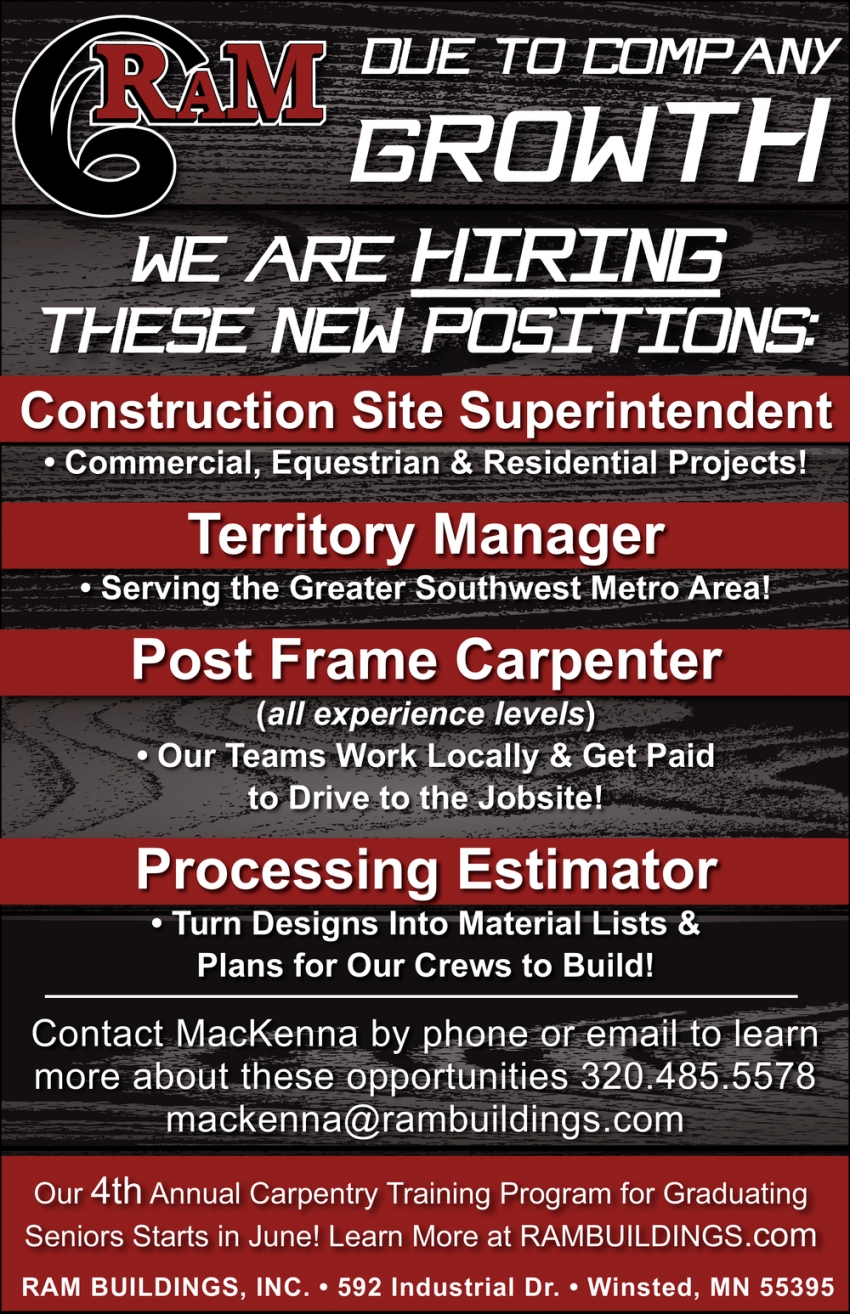 We Are Hiring These New Positions