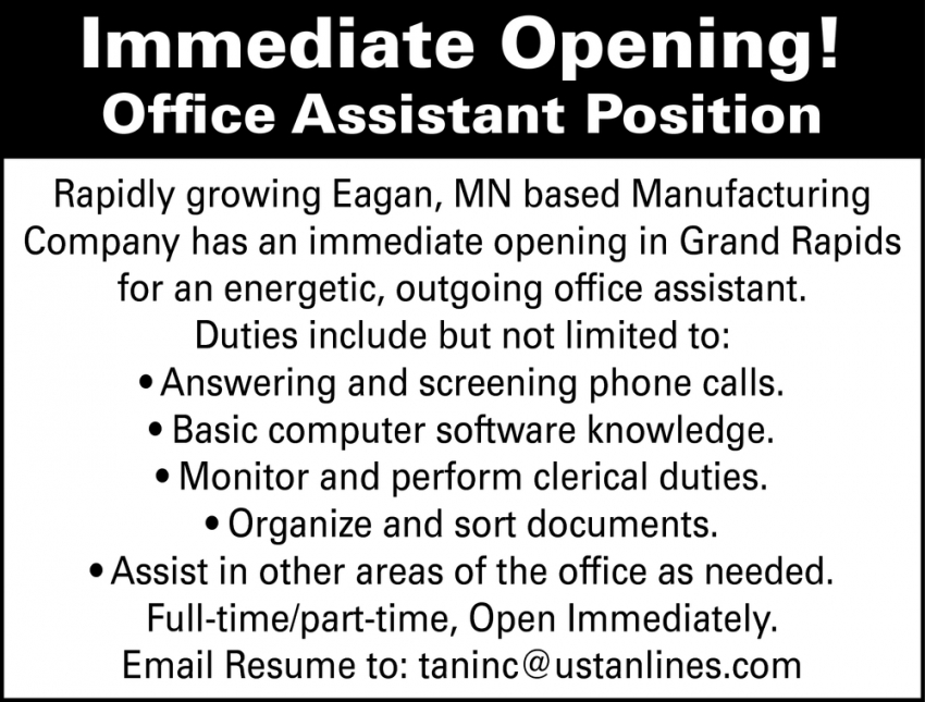 Office Assistant Position