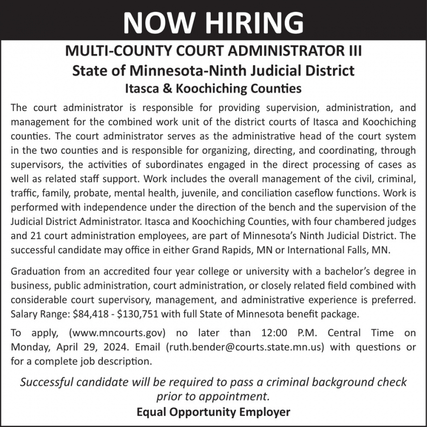 Minnesota Judicial Branch Ninth Judicial District