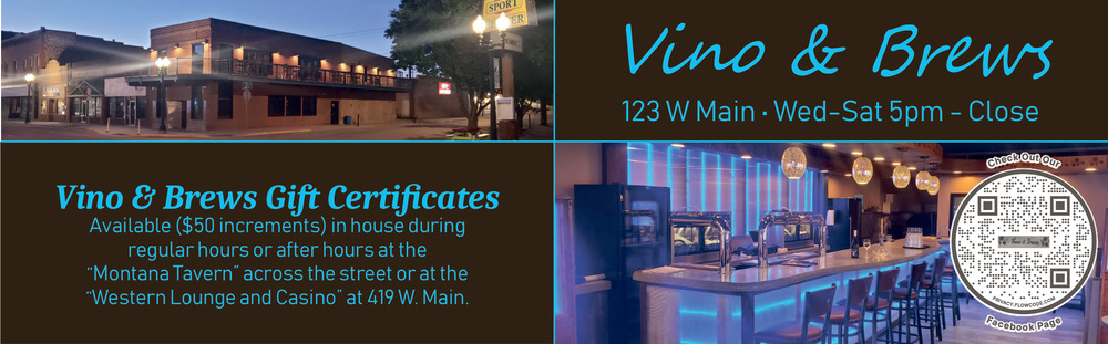 Gift Certificates, Vino & Brews, Lewistown, MT