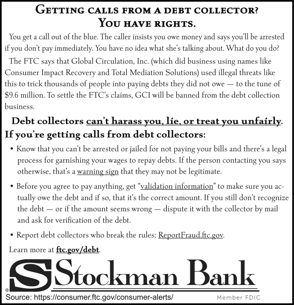 Getting Calls from A Debt Collector?, Stockman Bank