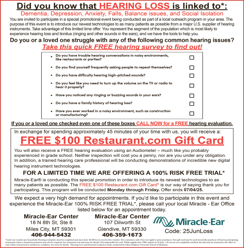Our Quality is Timeless. This Price Isn't!,  Miracle-Ear / Miles City - Glendive, Glendive, MT
