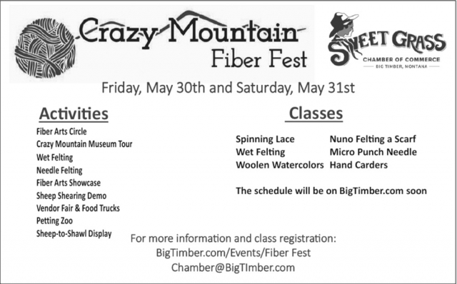 Crazy Mountain Fiber Fest, Sweet Grass Chamber of Commerce, Big Timber, MT