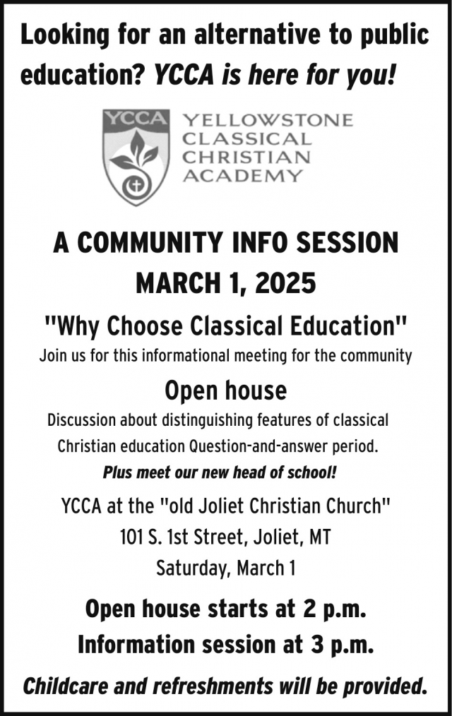 A Community Info Session, Yellowstone Classical Christian Academy