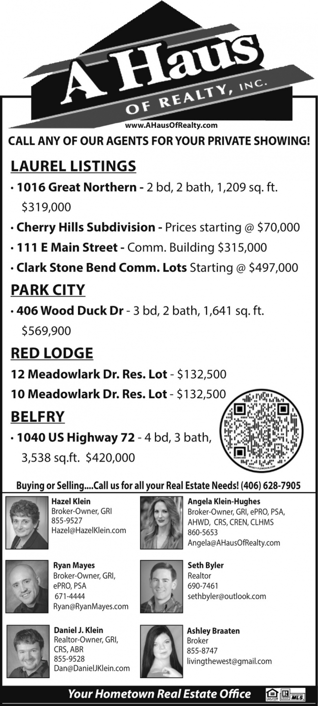 Laurel Listings, A Haus of Realty, Inc., Laurel, MT