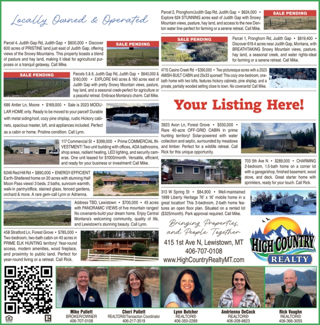 Your Listing Here!, High Country Realty, Lewistown, MT