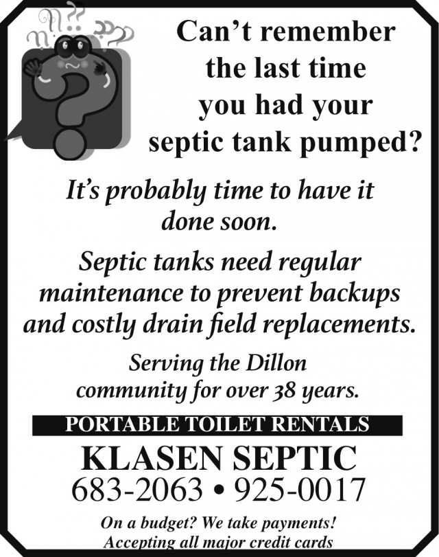 Portable Toilet Rentals, Klasen Septic, Dillon, MT