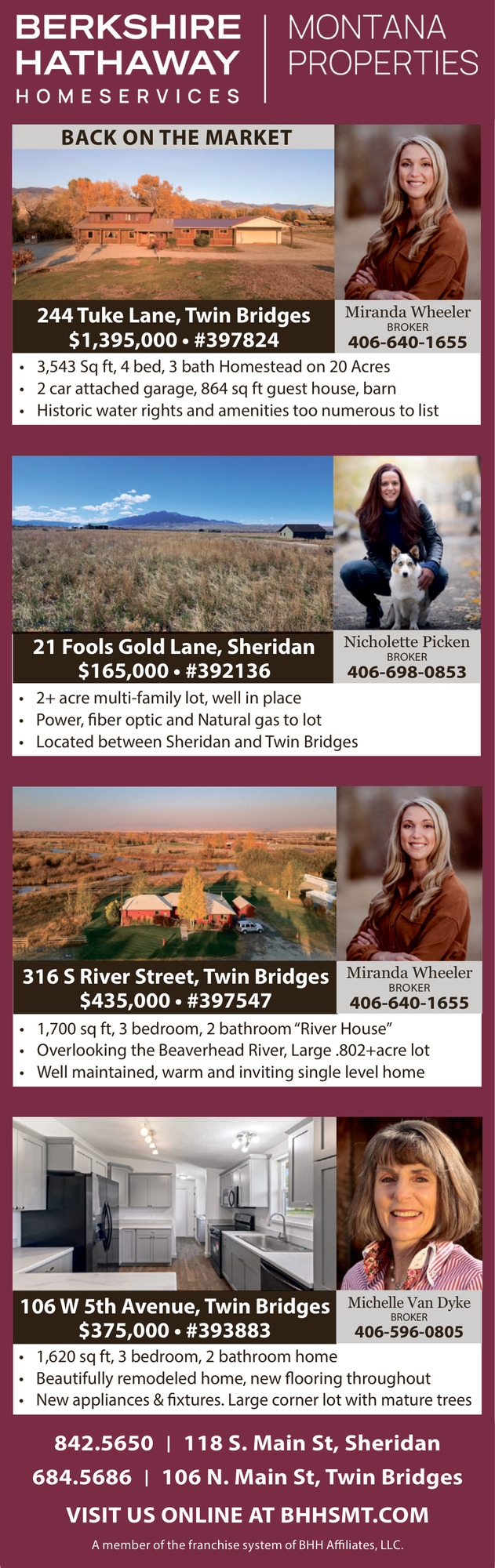 Montana Properties, Michelle Van Dyke / Nicholette Picken / Miranda Wheeler - Berkshire Hathaway HomeServices Montana Properties