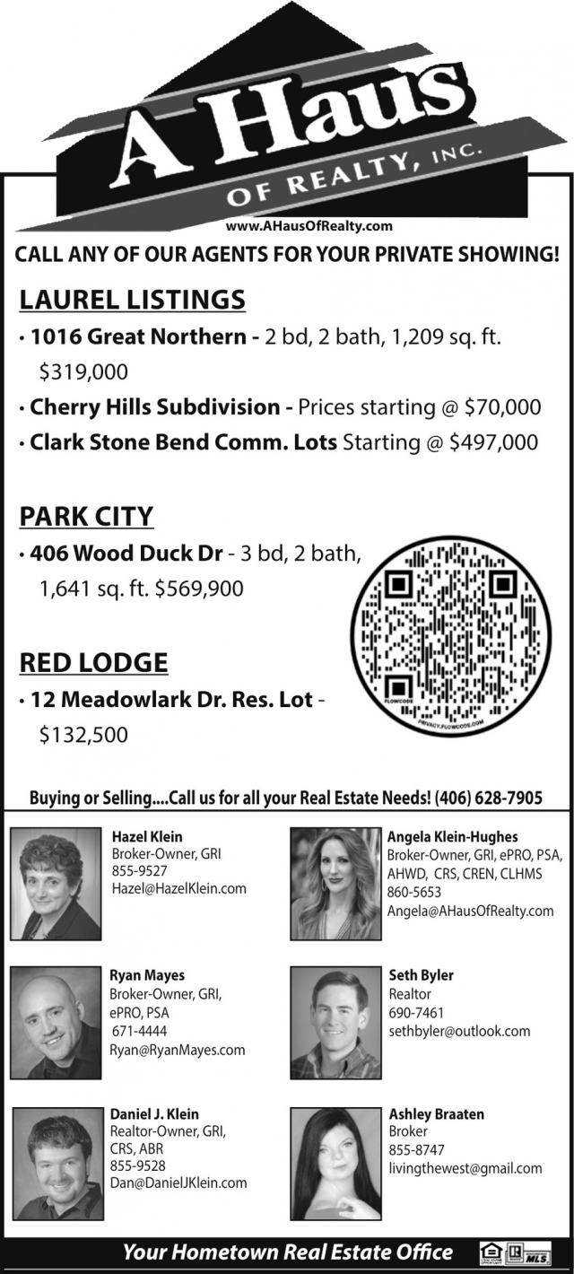 Laurel Listings, A Haus of Realty, Inc., Laurel, MT