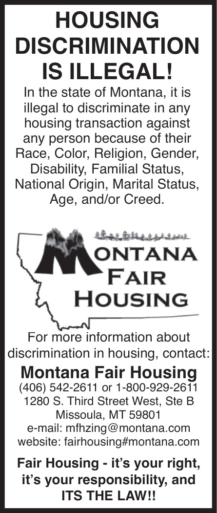 Housing Discrimination Is Illegal!, Montana Fair Housing