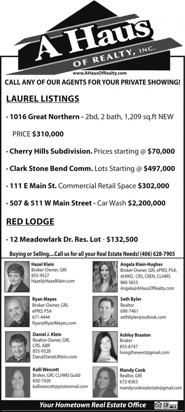 Laurel Listings, A Haus of Realty, Inc., Laurel, MT