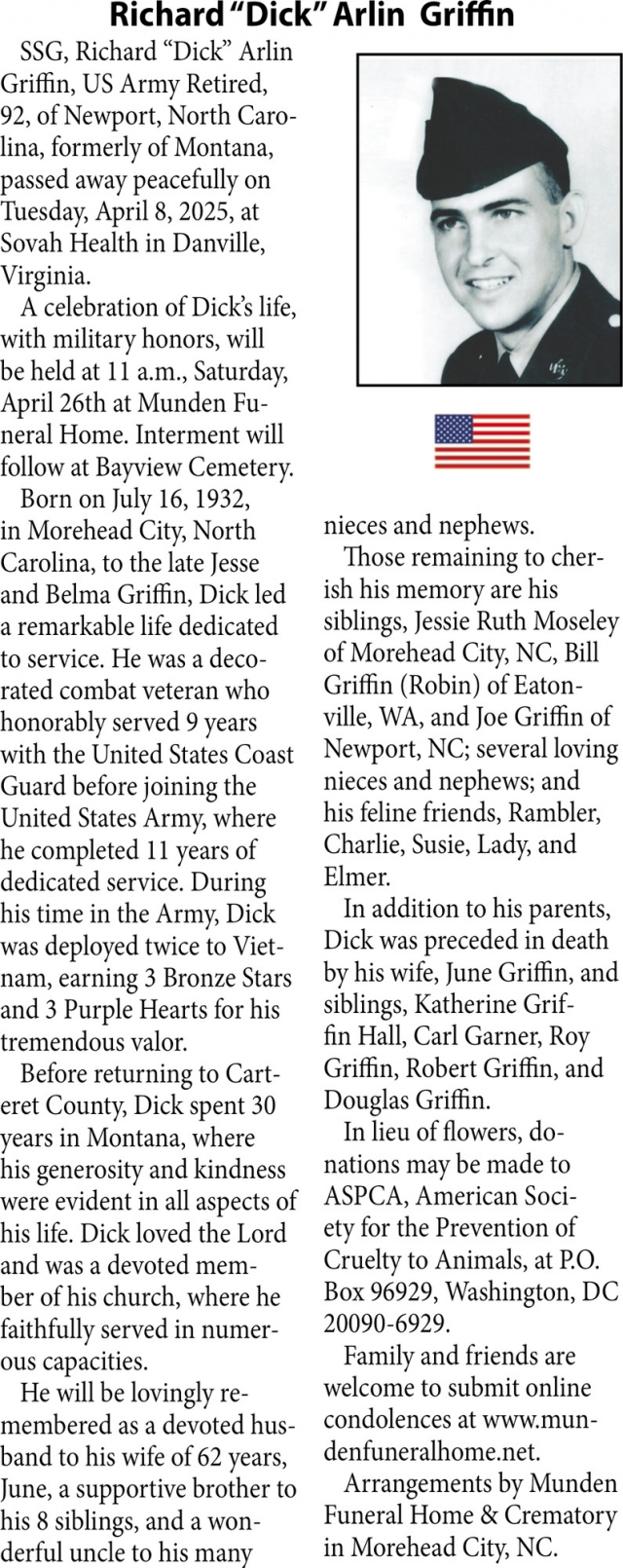 Richard Arlin Griffin, Obituaries, Glendive, MT