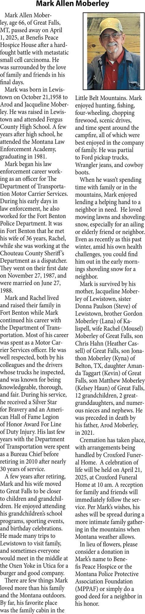 Mark Allen Moberley, Obituaries, Glendive, MT