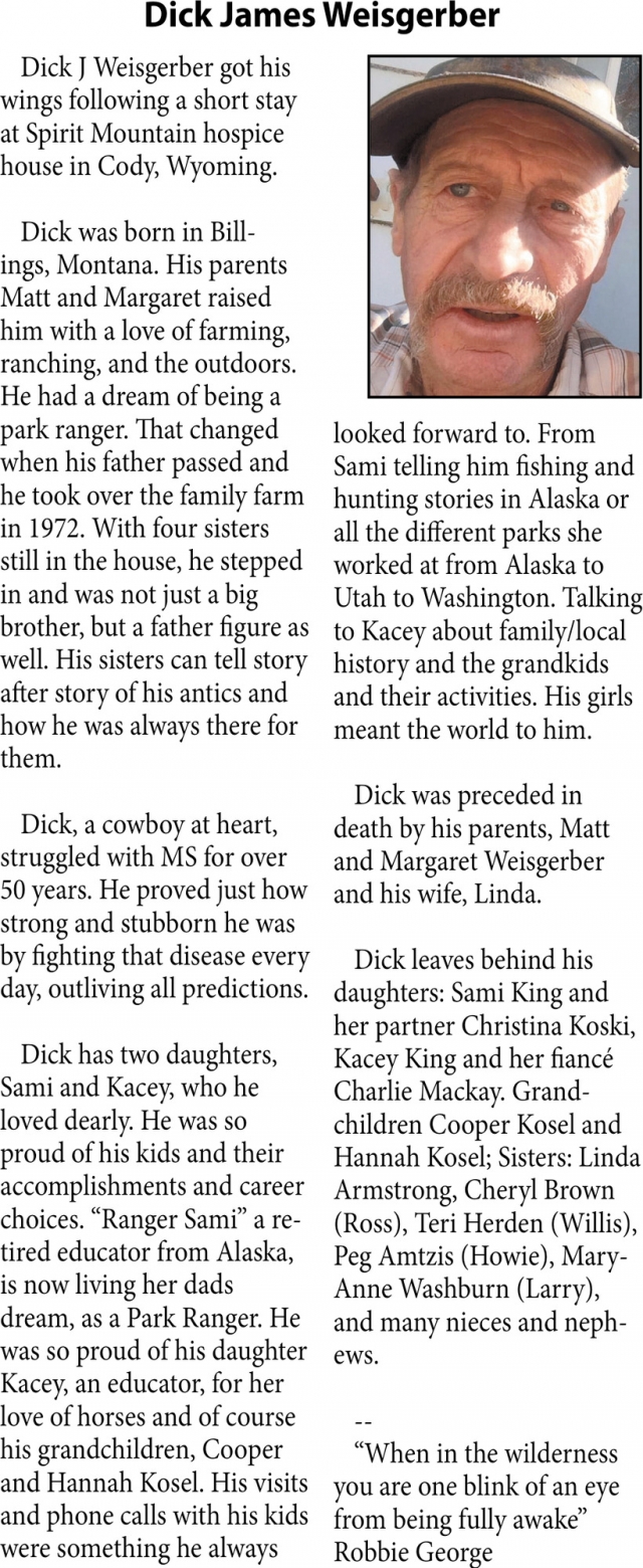 Dick Hames Weisgerber, Obituaries, Glendive, MT