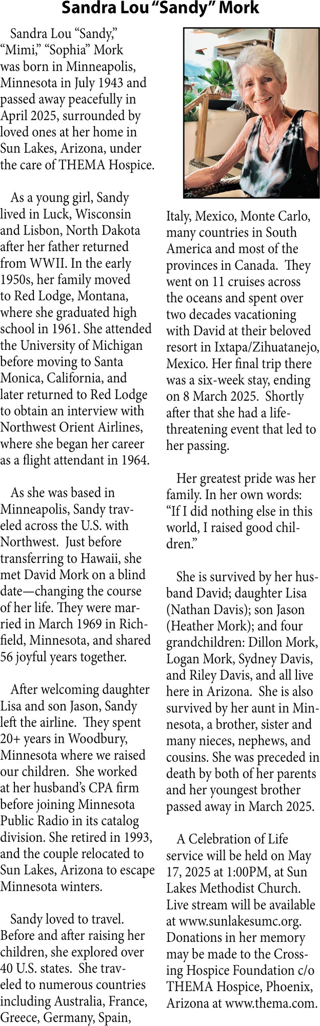 Sandra Lou Mork, Obituaries, Glendive, MT