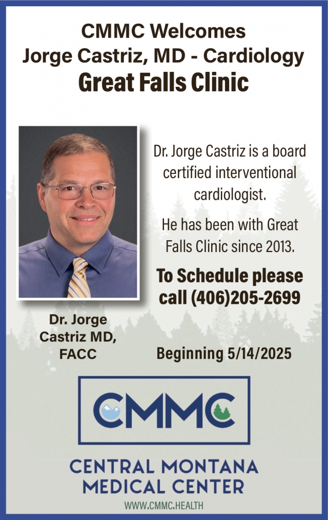 CMMC Welcomes Jorge Castriz, MD - Cardiology, Central Montana Medical Center, Lewistown, MT