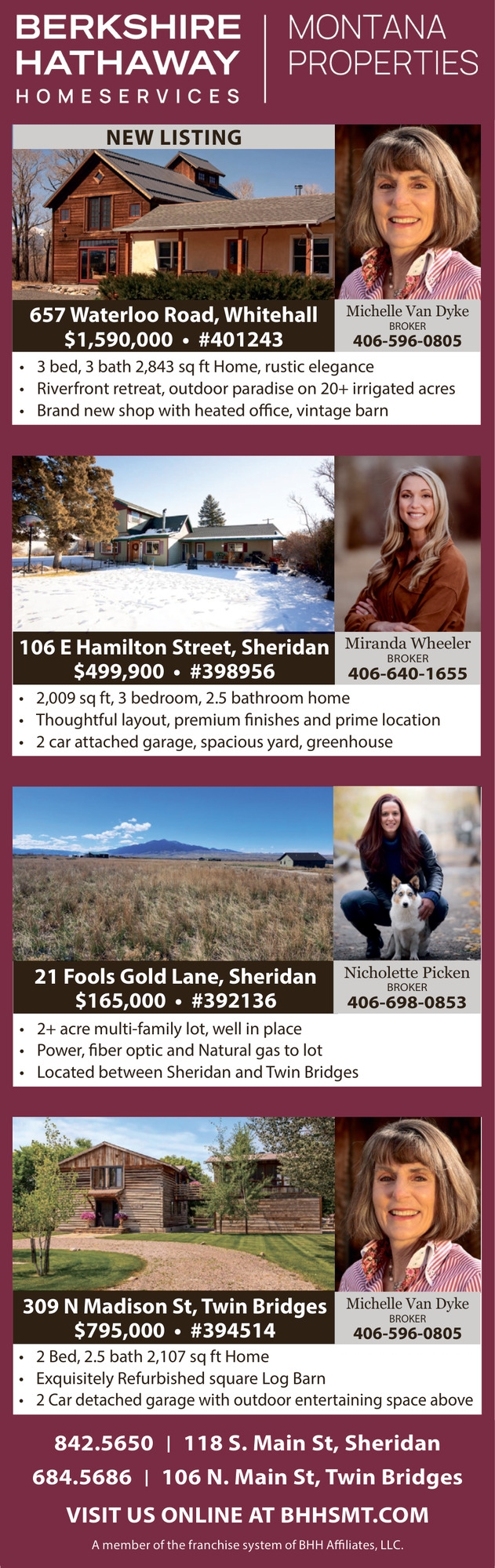 Montana Properties, Michelle Van Dyke / Nicholette Picken / Miranda Wheeler - Berkshire Hathaway HomeServices Montana Properties