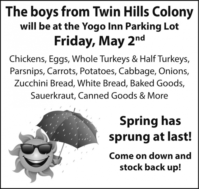 Eggs, Whole Turkeys & Half Turkeys, Twin Hills Colony at The Yogo Inn Parking Lot (April 5, 2024), Lewistown, MT