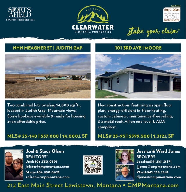 NHM Meagher St / Judith Gap, Clearwater Montana Properties - Joel & Stace Olson / Jessica & Ward Jones, Lewistown, MT